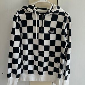 Vans Men's Checkered Black and White Hoodie
